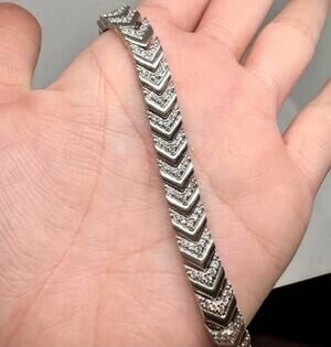 Silver Plated Gold Plated Chevron CZ Bracelet